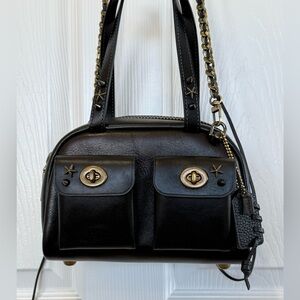 Coach Black Satchel with Gold Accents